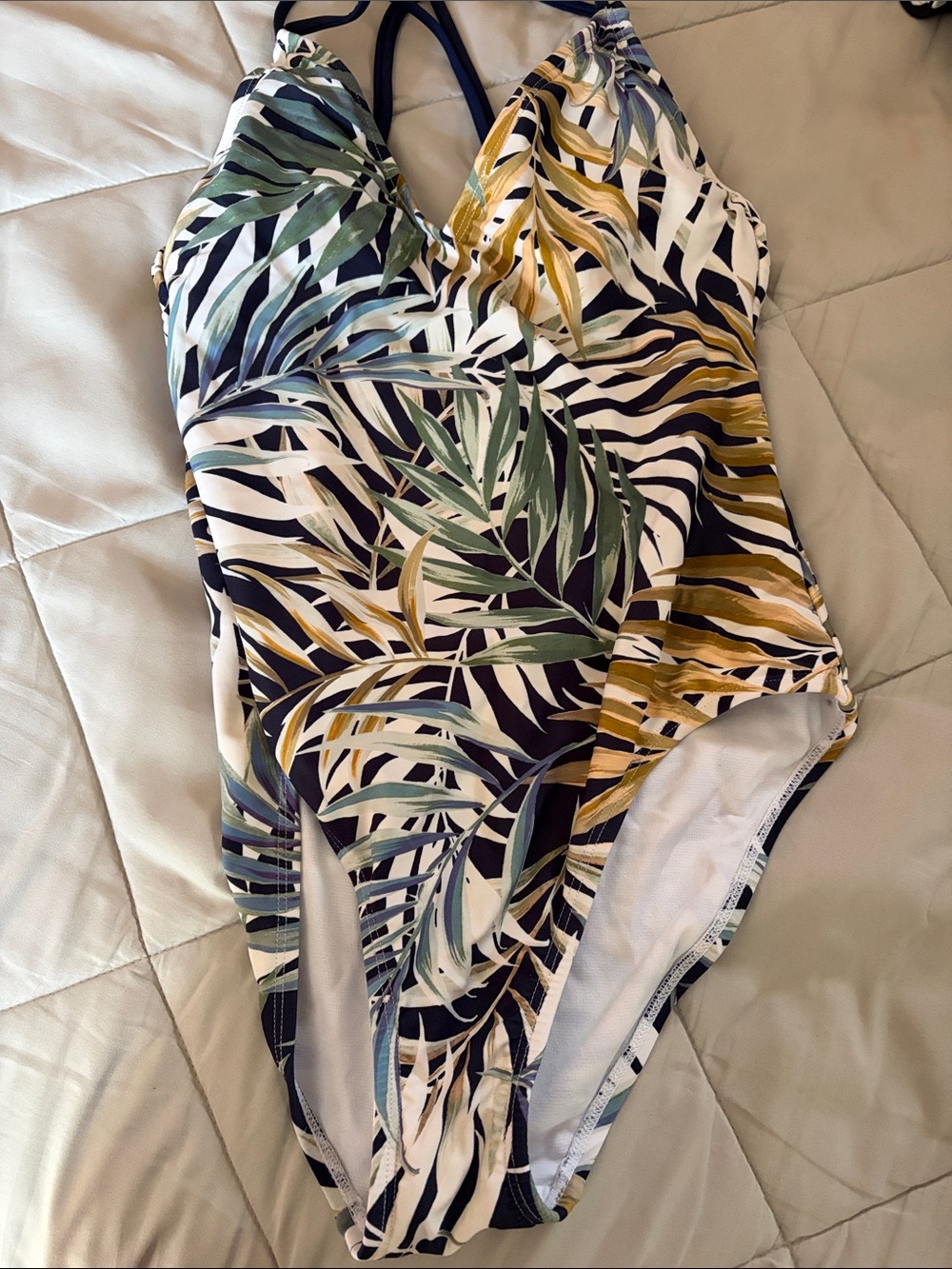 Hurley Palm-Print One-Piece Swimsuit in Navy, Green & Yellow